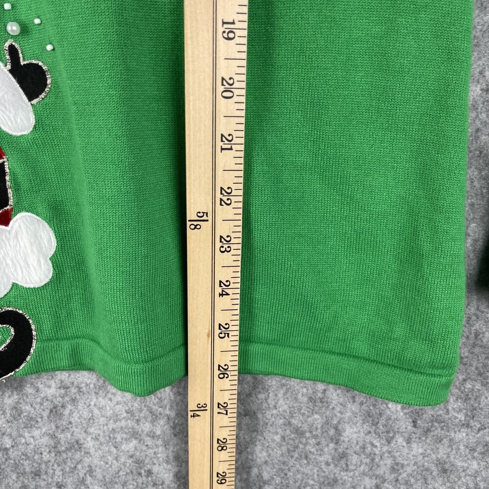 Berek Studio Ugly Christmas Sweater Womens Medium Green Santa Beaded Sequin 3D - Picture 8 of 15